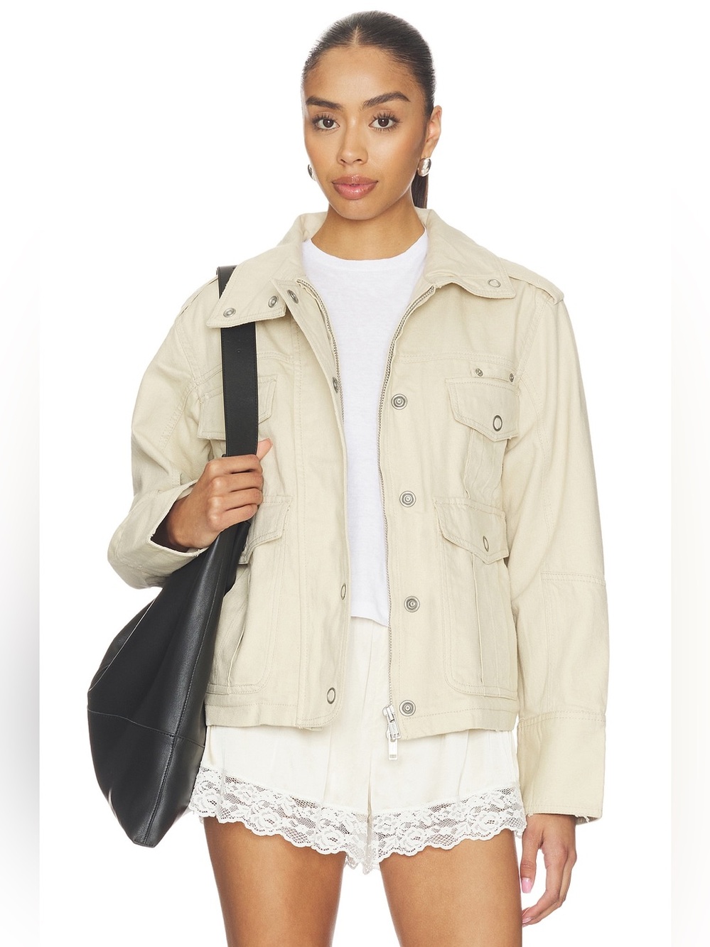 Free People x We The Free Kali Washed Utility Jacket Morning Oat Medium - Picture 3 of 14